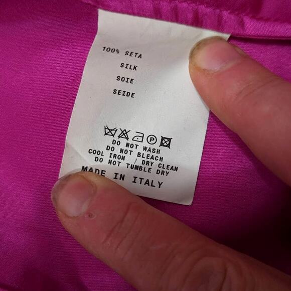 ETRO Pink Fuchsia Silk Button Women's Toop sz 40 Milano - Picture 9 of 9